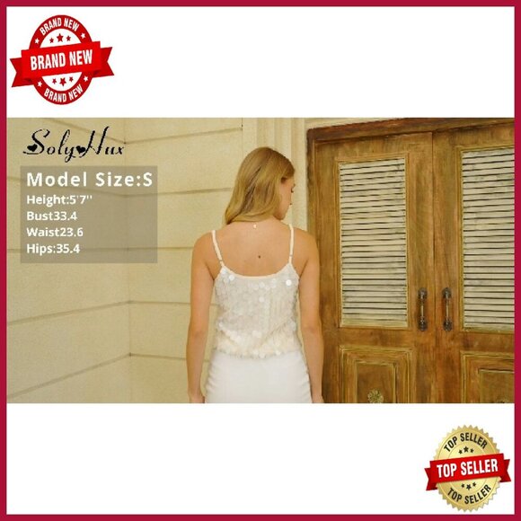 Sparkly Sequin Spaghetti Strap Scoop Neck Camisole Top Women's Summer Party - Picture 7 of 7